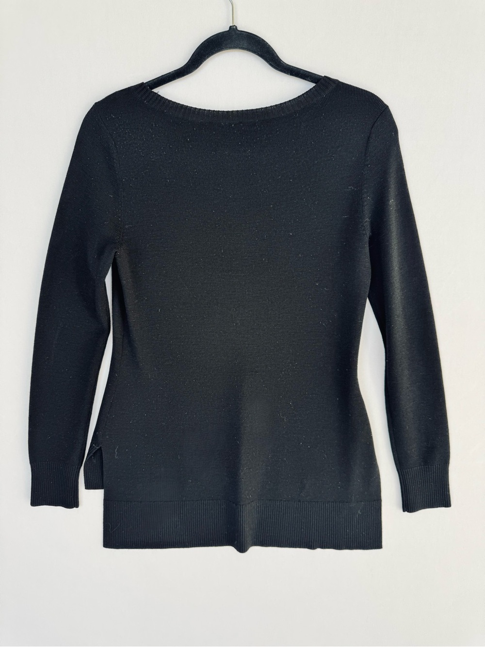 Eileen Fisher Merino Wool Black Long Sleeve Crewneck Sweater - Picture 5 of 5